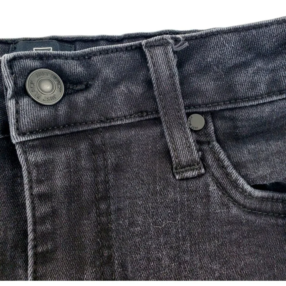 Just Black XS Jean Skirt Released Hem Stretch Casual Retro Classic Denim Black
